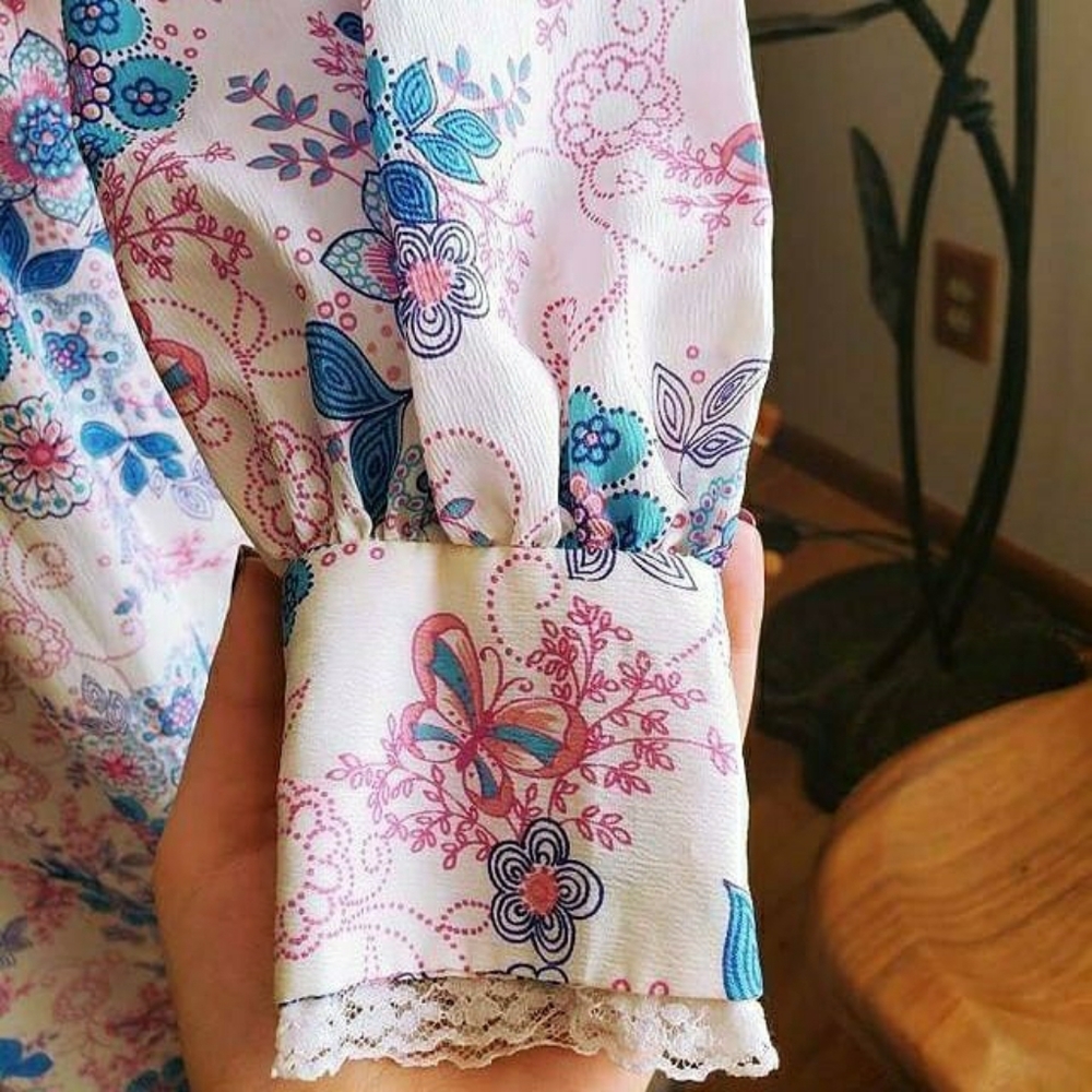 Vintage 70s Butterfly Puff Sleeve Prairie Dress - Picture 3 of 5